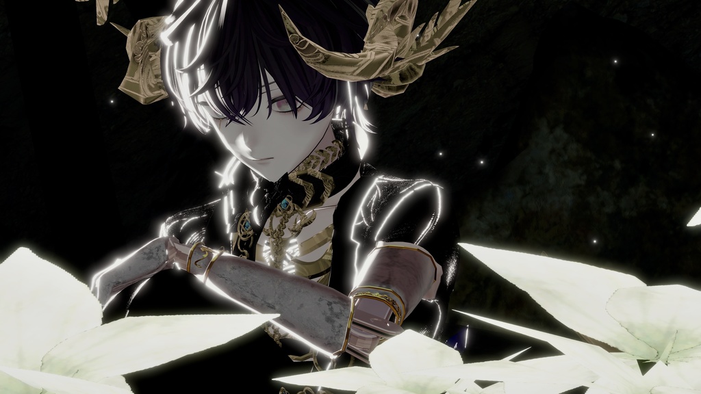 {kalne用} 大理石と金の機械義手 - Celestial Marble Arm【+Head対応】