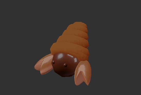ヤドカリパン~チョココロネモチーフ~ - 可愛いパンの3Dアバター小物(ペット追従ギミック追加予定)