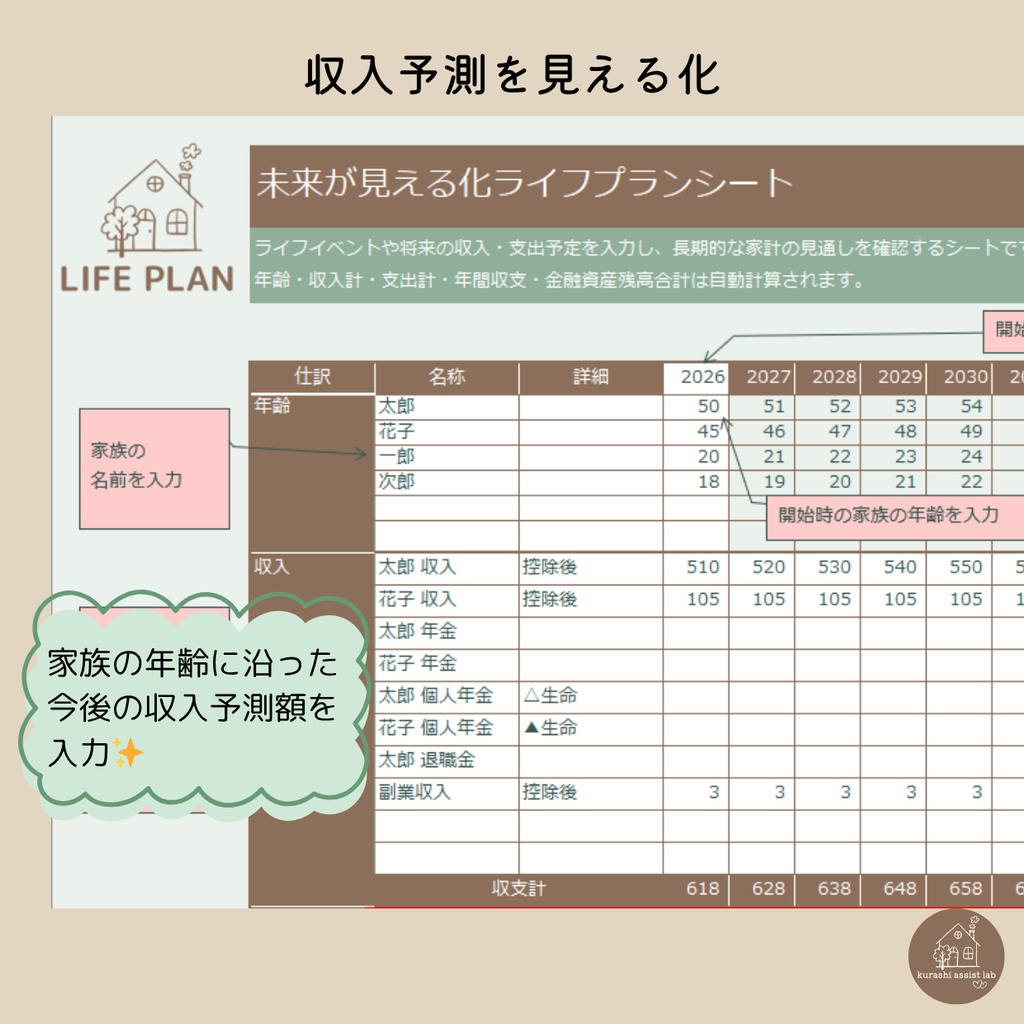 未来が見える化Excelライフプランシート