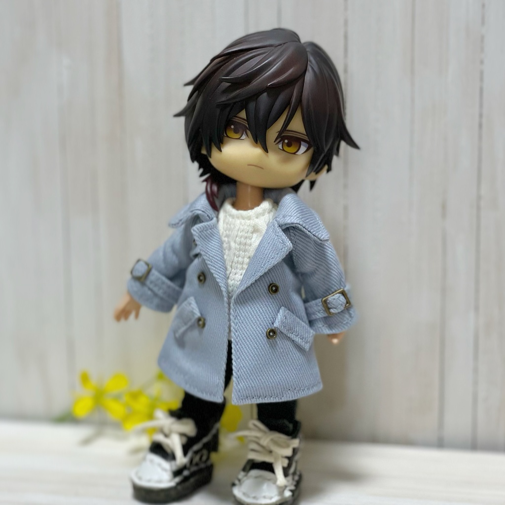 オビツ11*服*トレンチコートセット*ダスティーブルー