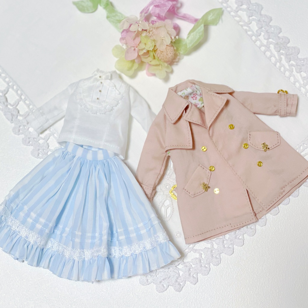 ハルモニアブルーム *お洋服*いちごミルクなトレンチコートセット