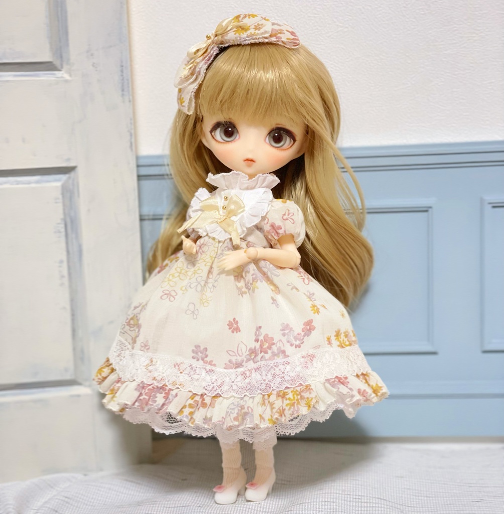 ハルモニアブルーム * お洋服 *シフォンワンピースセット *サーモンピンク Harmoniabloom
