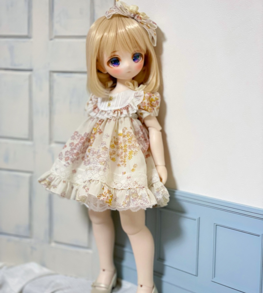 Kumakoちゃん 1/4ドール *お洋服* シフォンワンピースセット *サーモンピンク /Puyoodoll