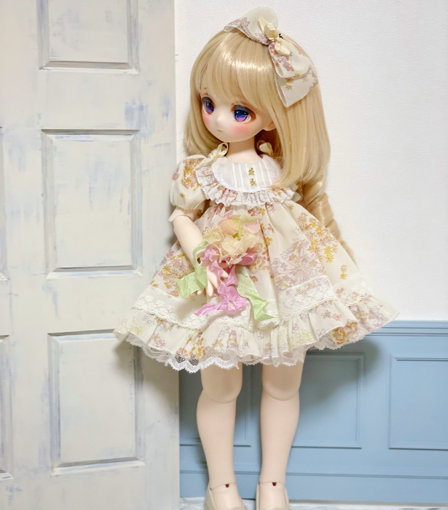 Kumakoちゃん 1/4ドール *お洋服* シフォンワンピースセット *サーモンピンク /Puyoodoll