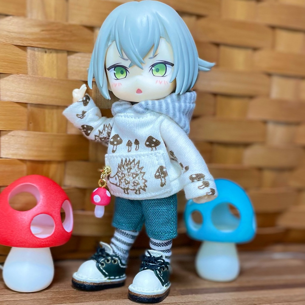 オビツ11 ドール 人形 服 衣装 パーカー フード ストライプ トップス アウトフィット オビツ 11cm ob11 ねんどろいど オビツろいど  人形服 人形用服