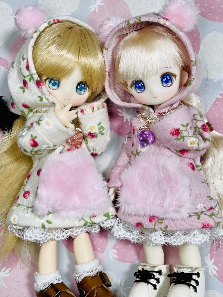 ピコニーモP*オビツ11 ☆🍓いちごっくまパーカー