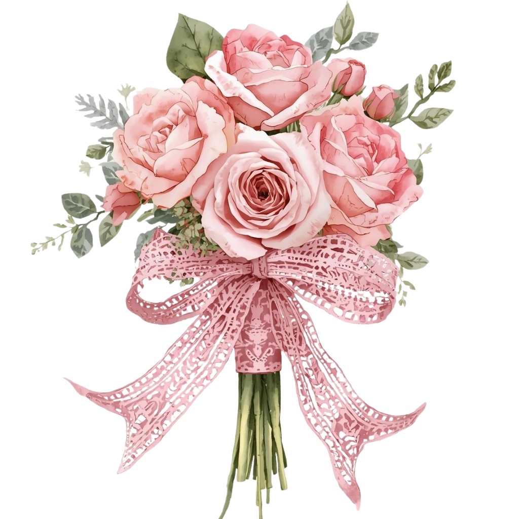 水彩ピンクのアンティーク・ティータイム クリップアート15点セット|PNG背景透過