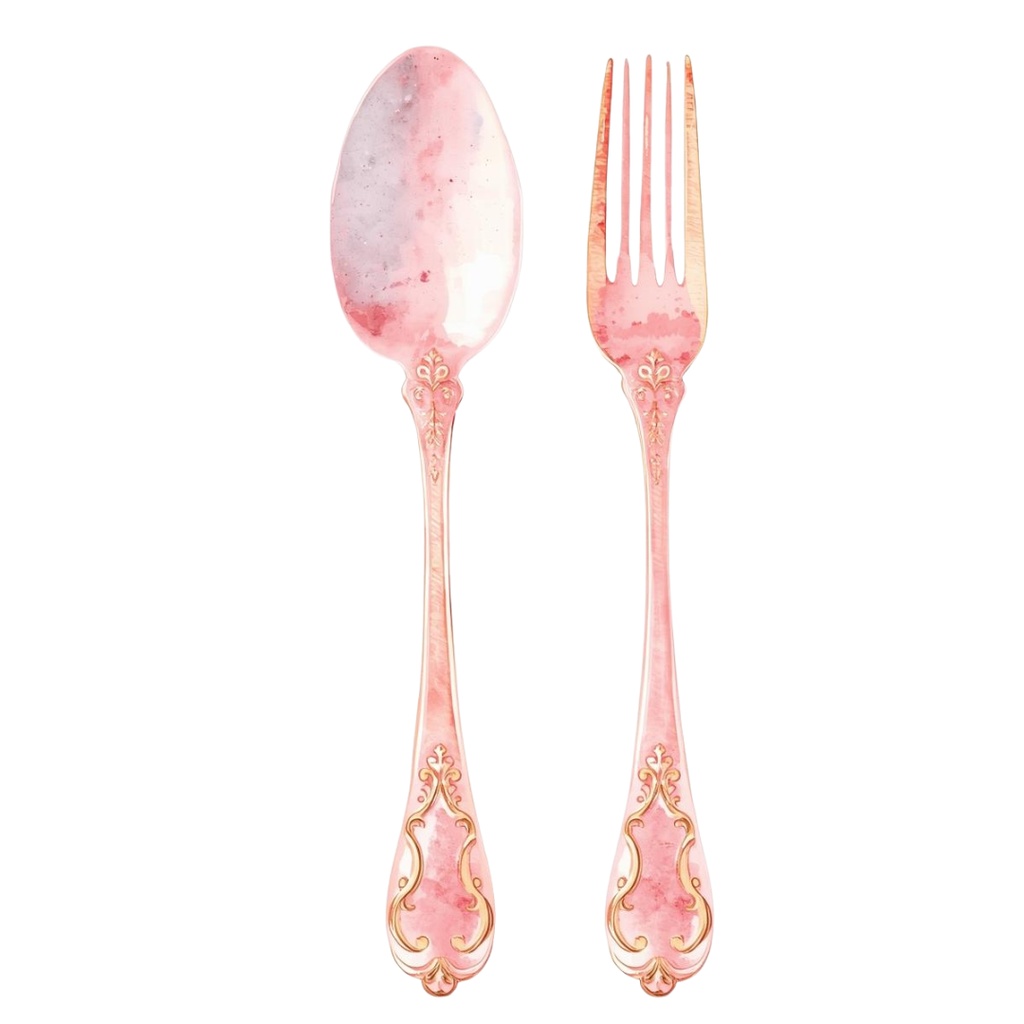 水彩ピンクのアンティーク・ティータイム クリップアート15点セット|PNG背景透過