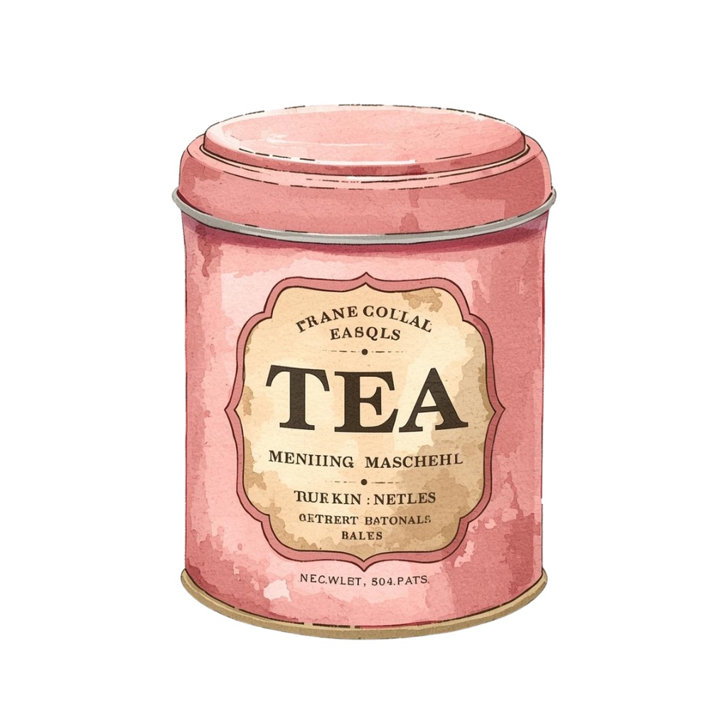 水彩ピンクのアンティーク・ティータイム クリップアート15点セット|PNG背景透過