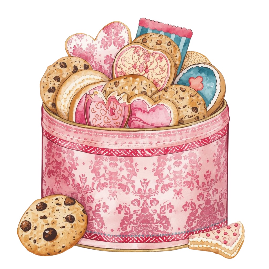 水彩ピンクのアンティーク・ティータイム クリップアート15点セット|PNG背景透過