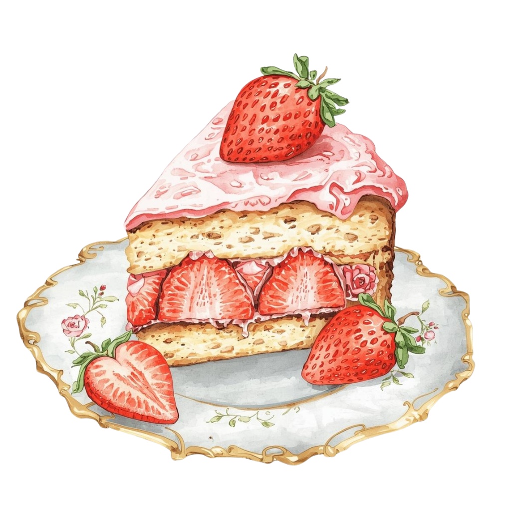 水彩ピンクのアンティーク・ティータイム クリップアート15点セット|PNG背景透過