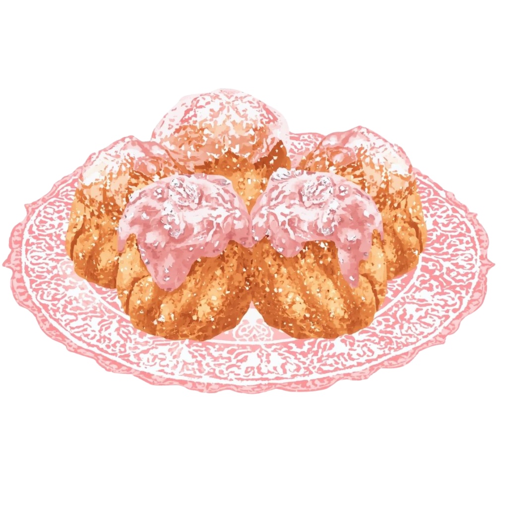 水彩ピンクのアンティーク・ティータイム クリップアート15点セット|PNG背景透過