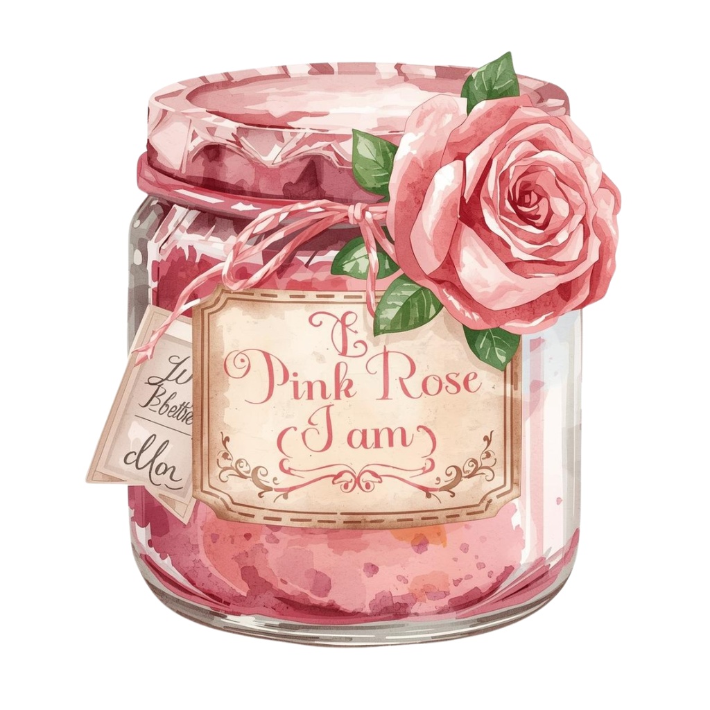 水彩ピンクのアンティーク・ティータイム クリップアート15点セット|PNG背景透過