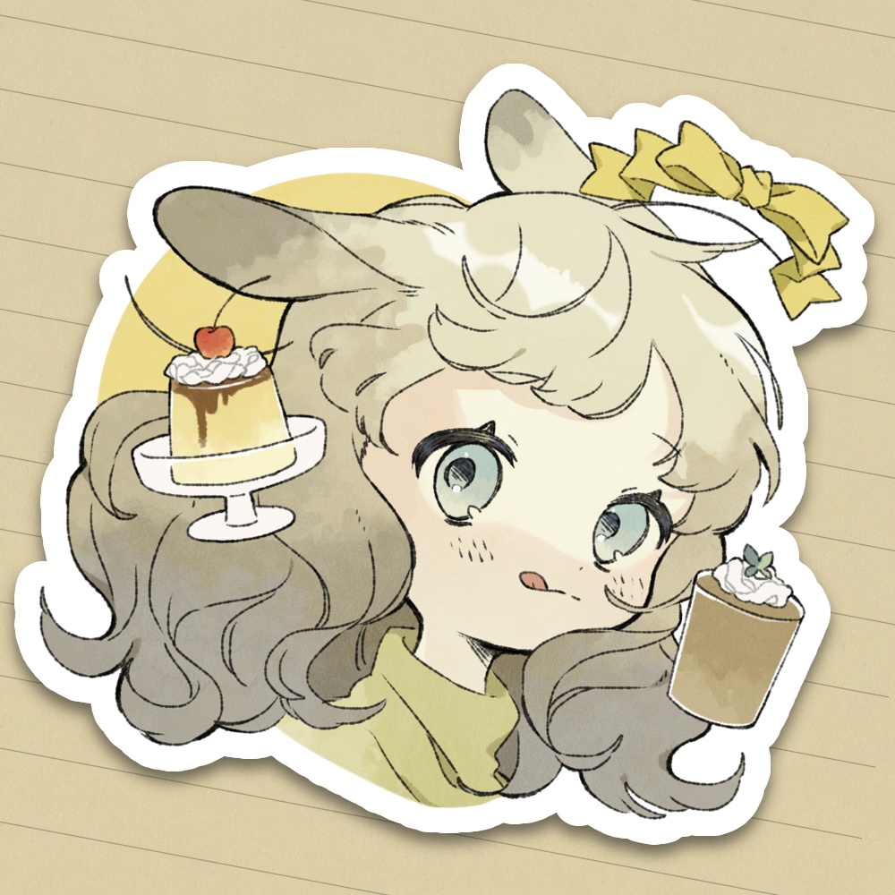プリンうさぎのステッカー
