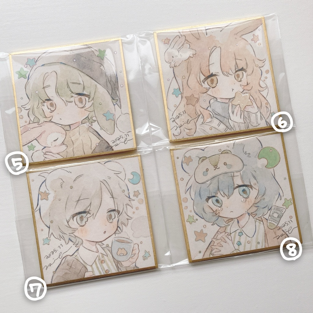 ミニ色紙【おやすみ】⑤~⑧