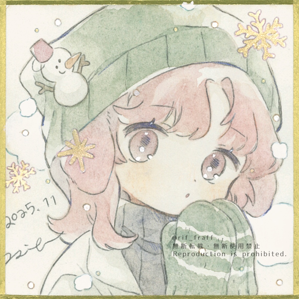 ミニ色紙【雪だるま】①~④