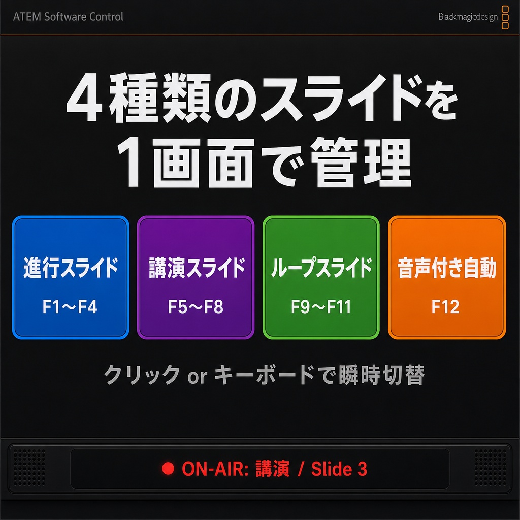 WiseUp PowerPoint Switcher — ATEM 風 PowerPoint スライド切替アプリ(PC 1 台で完結)