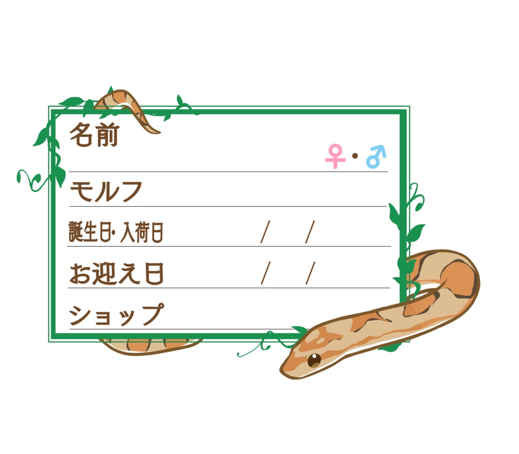 ダウンロード版【お名前ステッカー🐍】枠11種類セット コーン(キャラメル)