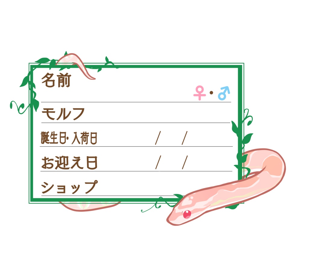 ダウンロード版【お名前ステッカー🐍】枠11種類セット コーン(サーモンスノー)