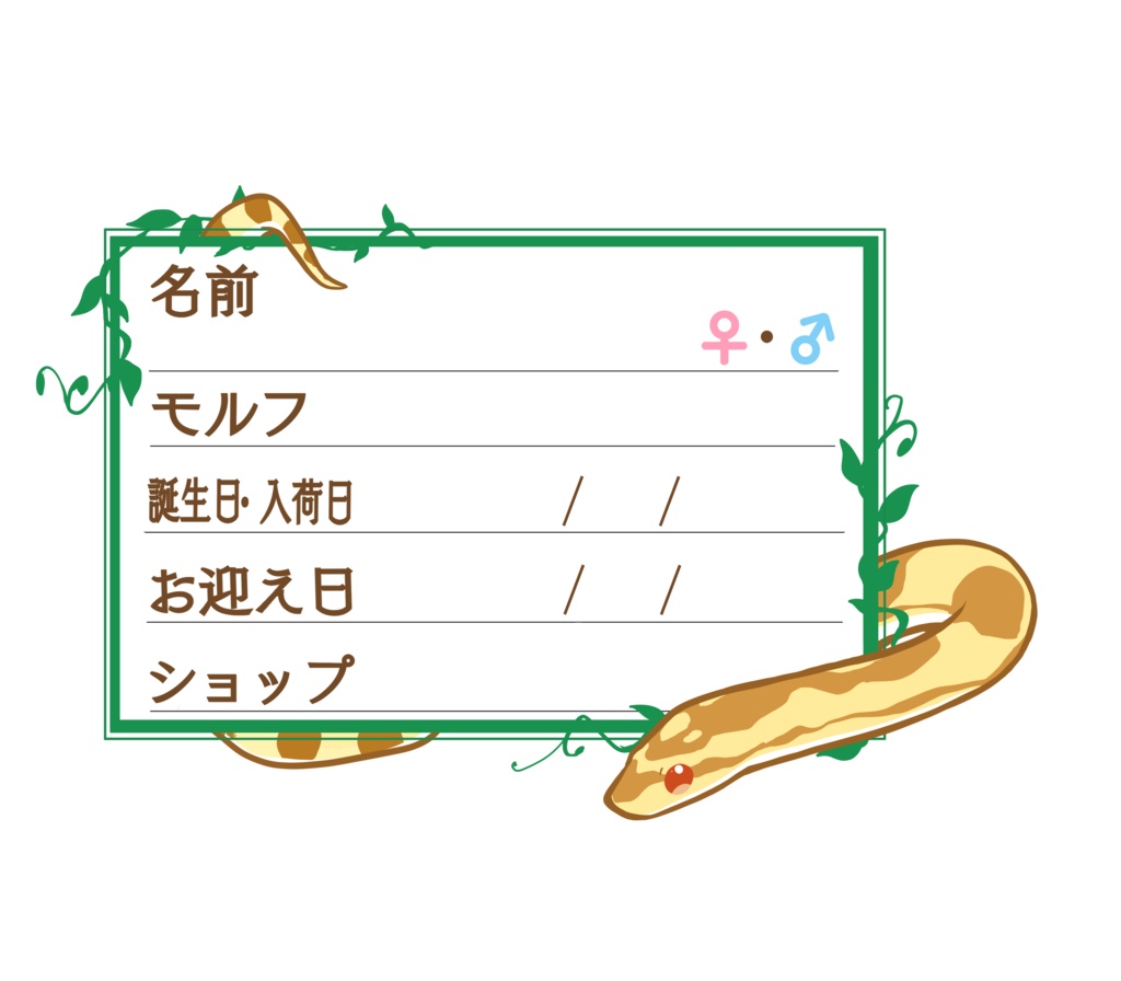 ダウンロード版【お名前ステッカー🐍】枠11種類セット コーン(バター)