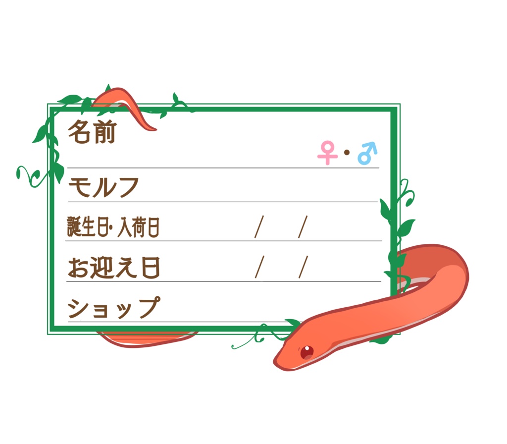 ダウンロード版【お名前ステッカー🐍】枠11種類セット コーン(ブラッドレッド)