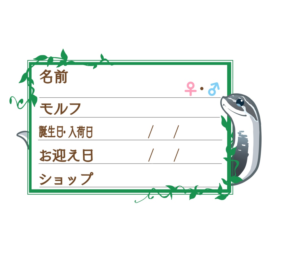 ダウンロード版【お名前ステッカー🐍】枠11種類セット シシバナ(アザンスーパーコンダ)