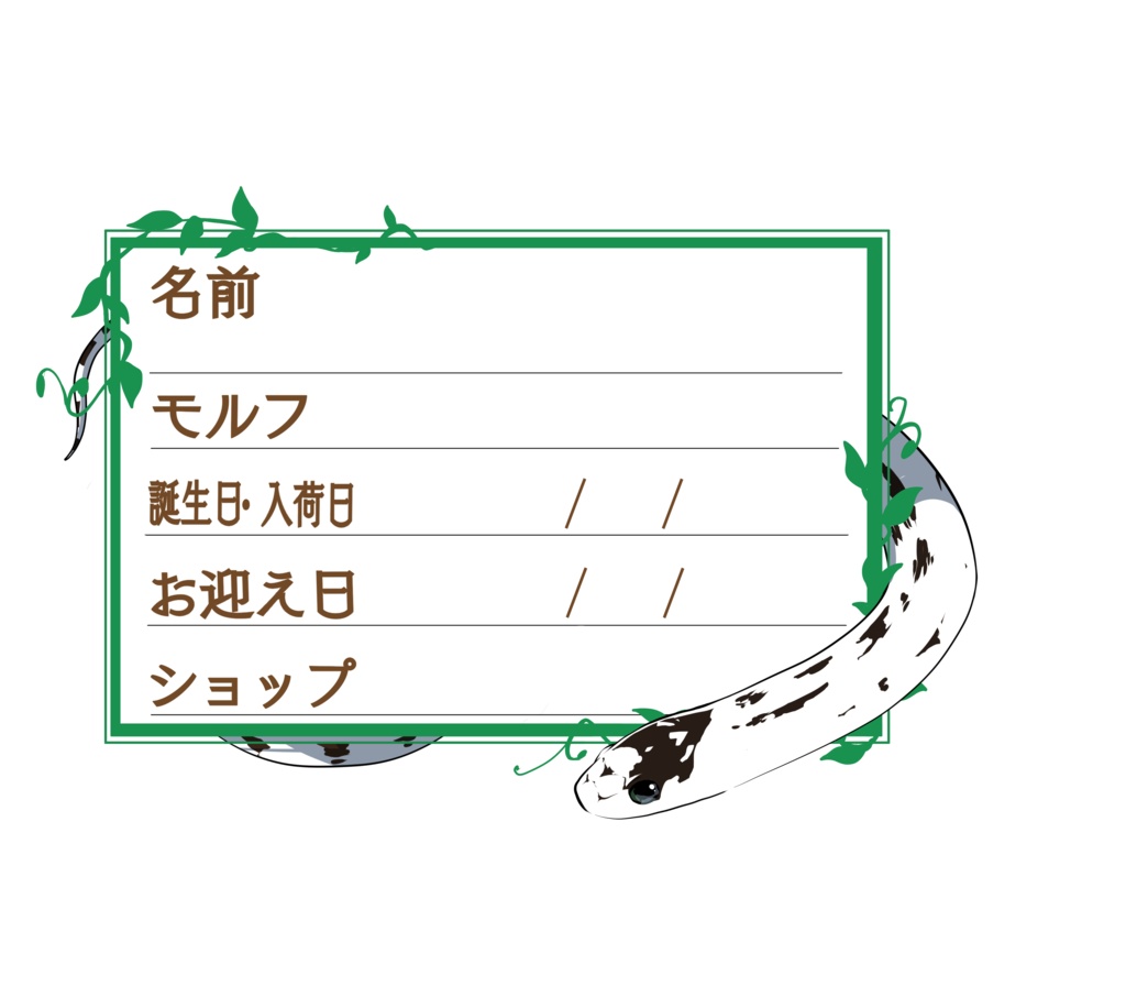 ダウンロード版【お名前ステッカー🐍】枠11種類セット カリキン(ハイホワイト)