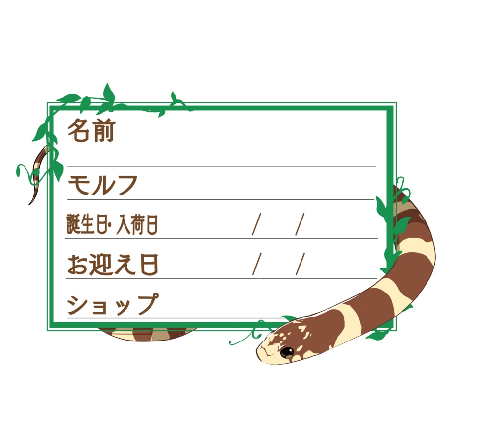 ダウンロード版【お名前ステッカー🐍】枠11種類セット カリキン(コースタルバンデット)