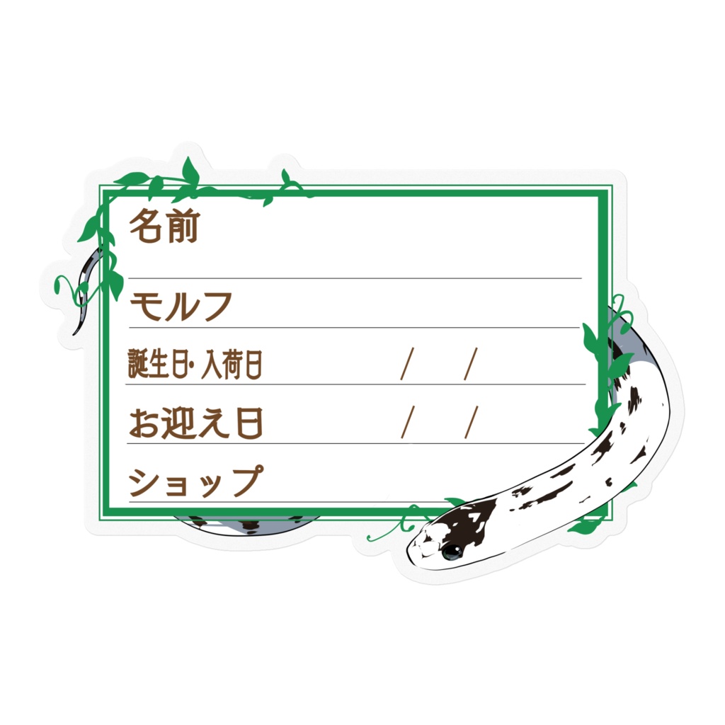 【🐍お名前ステッカー】枠11種類 カリキン(ハイホワイト)