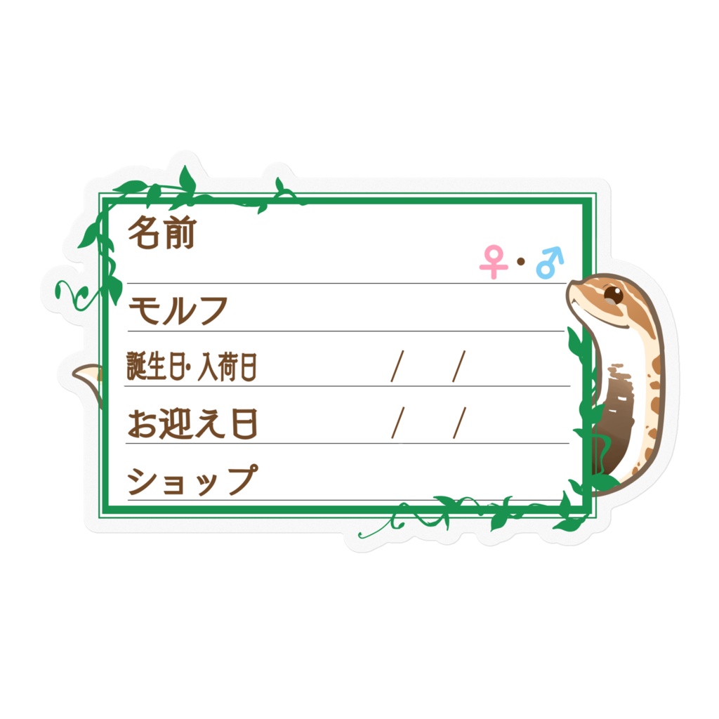 【🐍お名前ステッカー】枠11種類  シシバナ(アナコンダ)