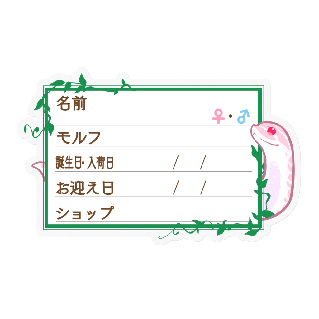 【🐍お名前ステッカー】枠11種類 シシバナ(スノー)