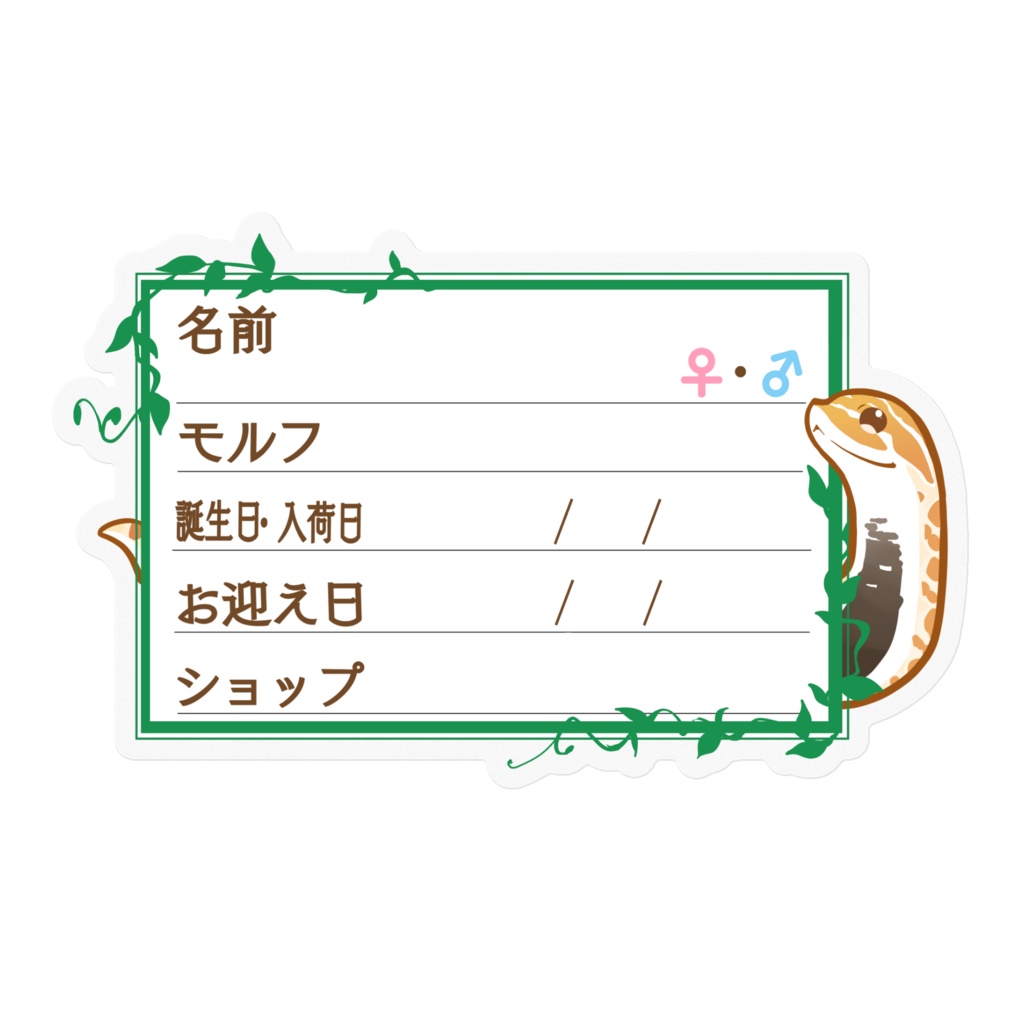 【🐍お名前ステッカー】枠11種類 シシバナ(タフィ)