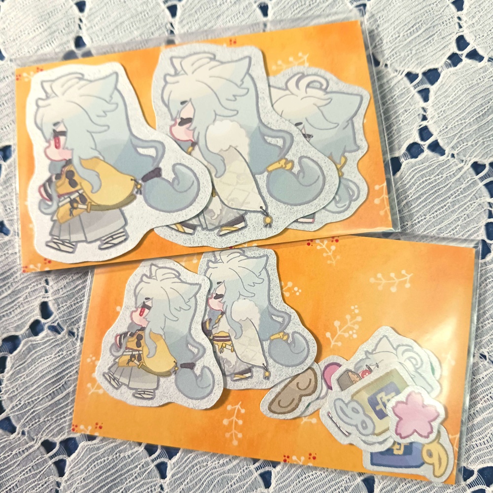 こぎつね銀ぴかシールセット(大・小2種類)