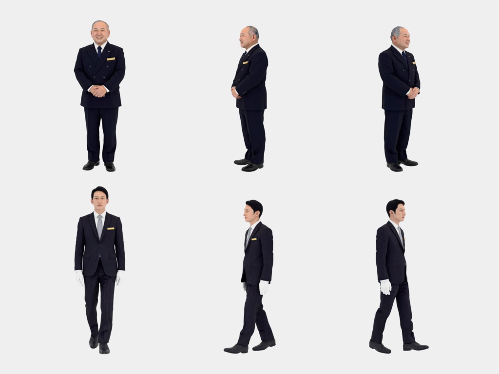 Japanese 3D People Vol.10|日本人ホテルスタッフ 3D人物 10体【建築パース・添景】FBX/OBJ/glTF/Blender