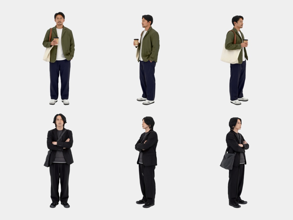 Japanese 3D People Vol.02|日本人カジュアル 3D人物 10体【建築パース・添景】FBX/OBJ/glTF/Blender