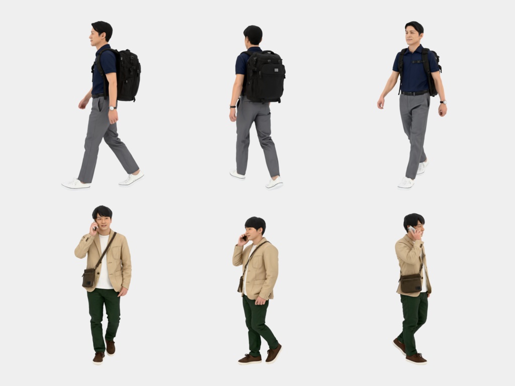 Japanese 3D People Vol.02|日本人カジュアル 3D人物 10体【建築パース・添景】FBX/OBJ/glTF/Blender