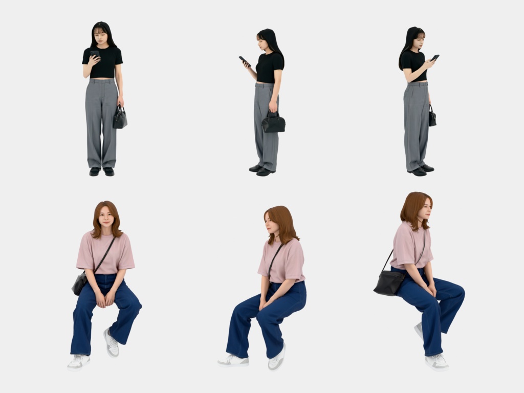 Japanese 3D People Vol.04|日本人 20代の若者 3D人物 10体(立ち・座り)【建築パース・添景】FBX/OBJ/glTF/Blender