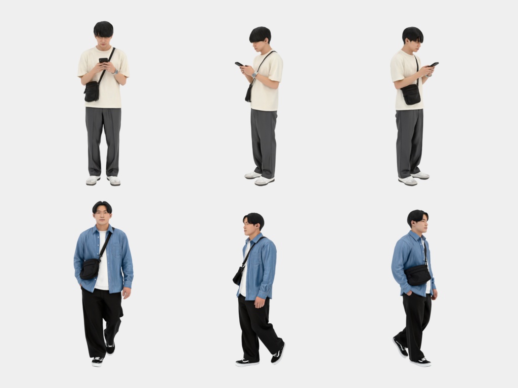Japanese 3D People Vol.04|日本人 20代の若者 3D人物 10体(立ち・座り)【建築パース・添景】FBX/OBJ/glTF/Blender