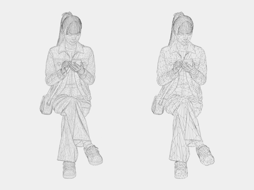 Japanese 3D People Vol.05|日本人 座りポーズ 3D人物 10体(椅子なし)【建築パース・添景】FBX/OBJ/glTF/Blender
