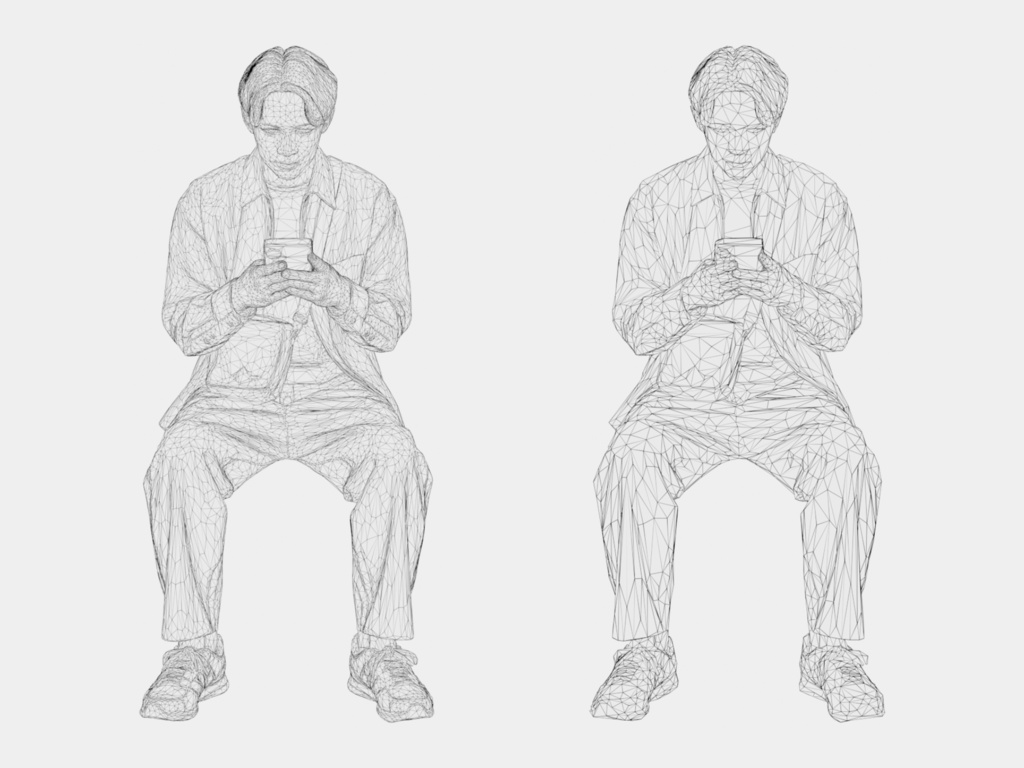 Japanese 3D People Vol.05|日本人 座りポーズ 3D人物 10体(椅子なし)【建築パース・添景】FBX/OBJ/glTF/Blender