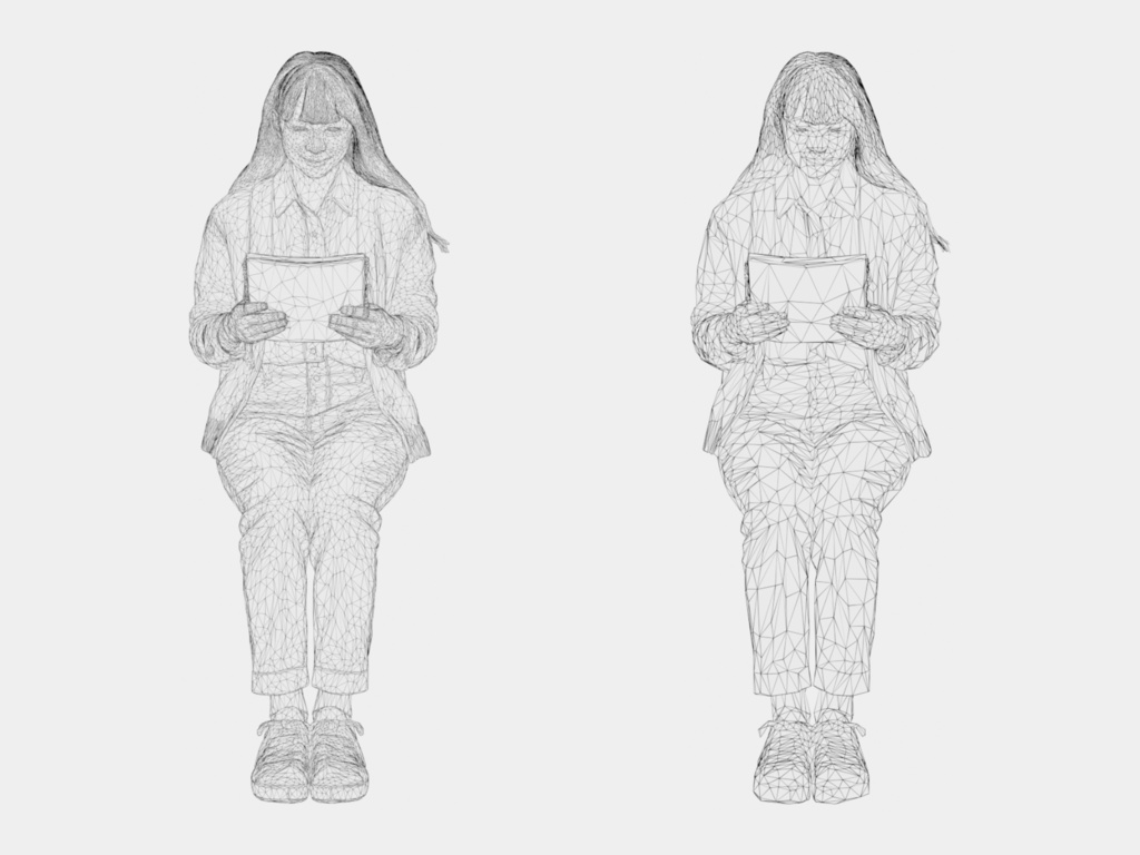 Japanese 3D People Vol.06|日本人 座りポーズ 3D人物 10体 Part2(学生〜シニア・椅子なし)【建築パース・添景】FBX/OBJ/glTF/Blender