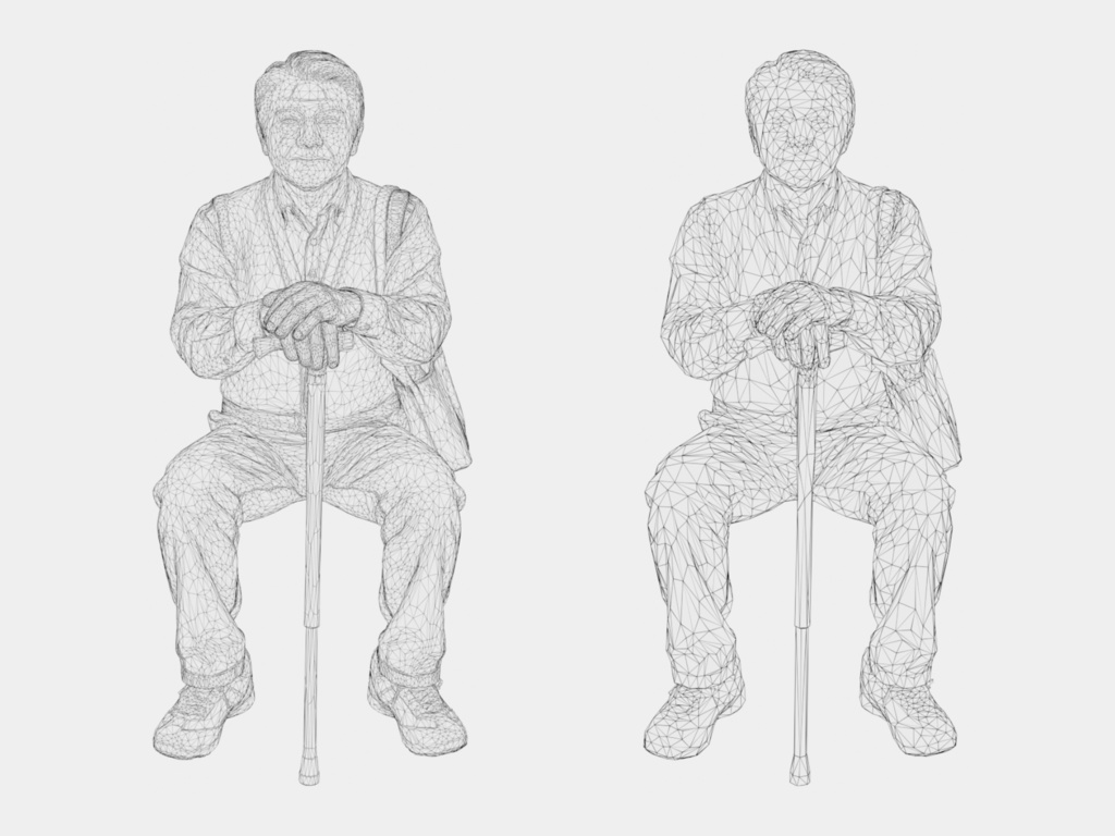 Japanese 3D People Vol.06|日本人 座りポーズ 3D人物 10体 Part2(学生〜シニア・椅子なし)【建築パース・添景】FBX/OBJ/glTF/Blender
