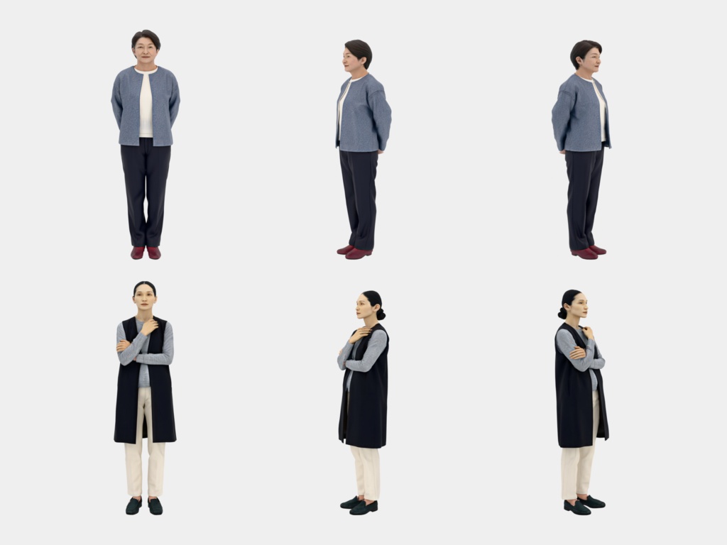 Japanese 3D People Vol.11|日本人 3D人物 10体(美術館・博物館の来館者)【建築パース・添景】FBX/OBJ/glTF/Blender