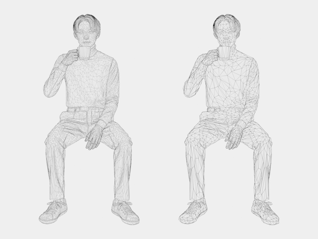 Japanese 3D People Vol.12|日本人 カフェの座り 3D人物 10体(コーヒー・読書・スマホ・PC)【建築パース・添景】FBX/OBJ/glTF/Blender