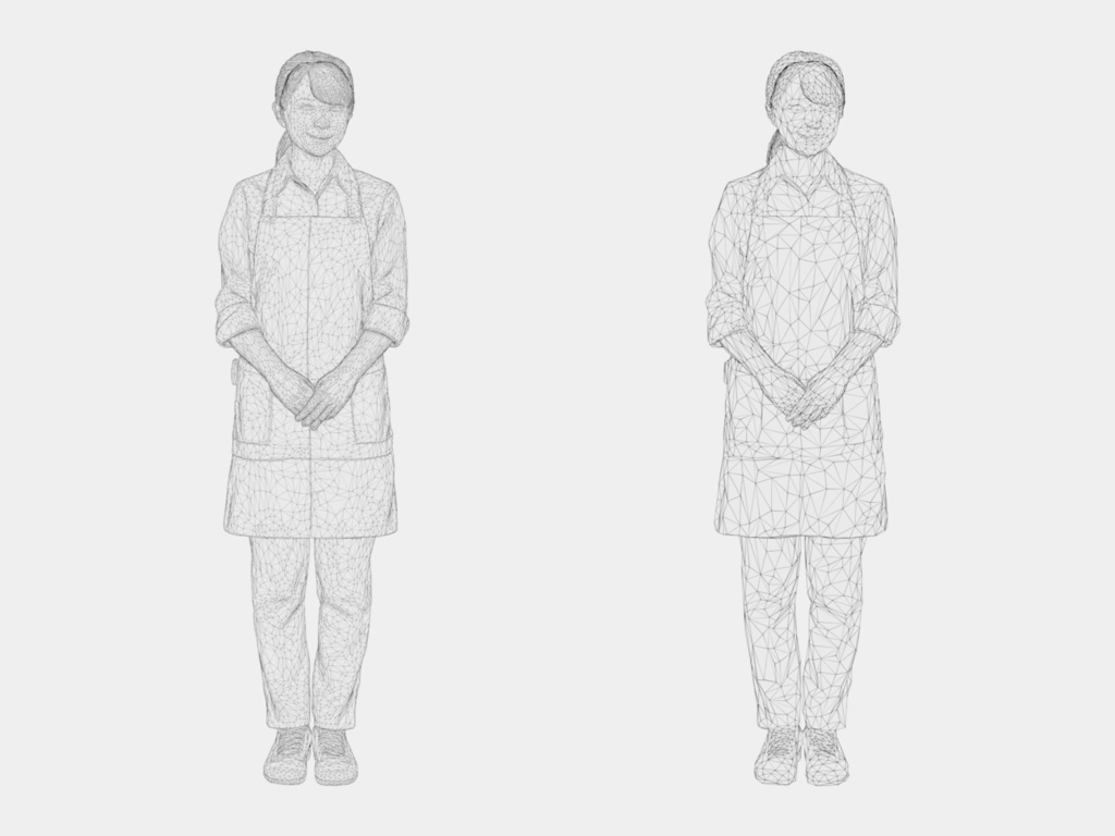 Japanese 3D People Vol.13|日本人 カフェスタッフ 3D人物 5体(バリスタ・店員)【建築パース・添景】FBX/OBJ/glTF/Blender