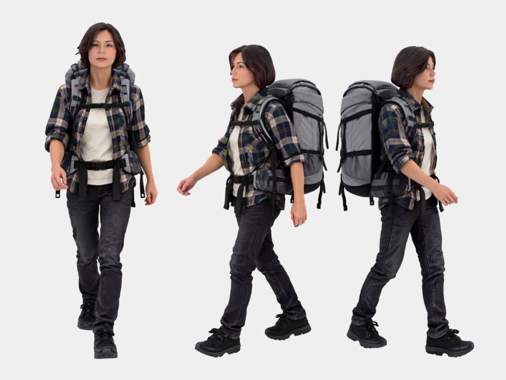3D People Vol.16|バックパッカー 3D人物 5体(登山・旅行・大型ザック)【建築パース・添景】FBX/OBJ/glTF/Blender