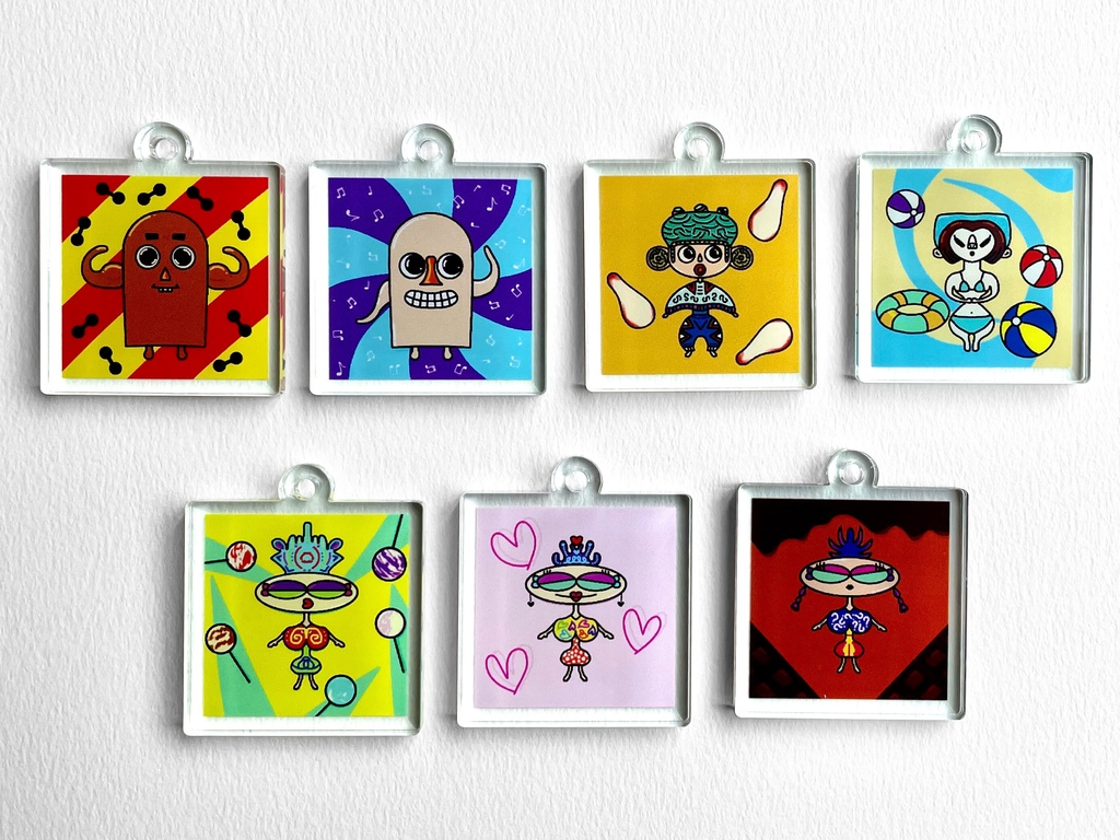 カラフルポップなオリジナルキャラ♡小ぶりのアクリルキーホルダー or アンブレラマーカー