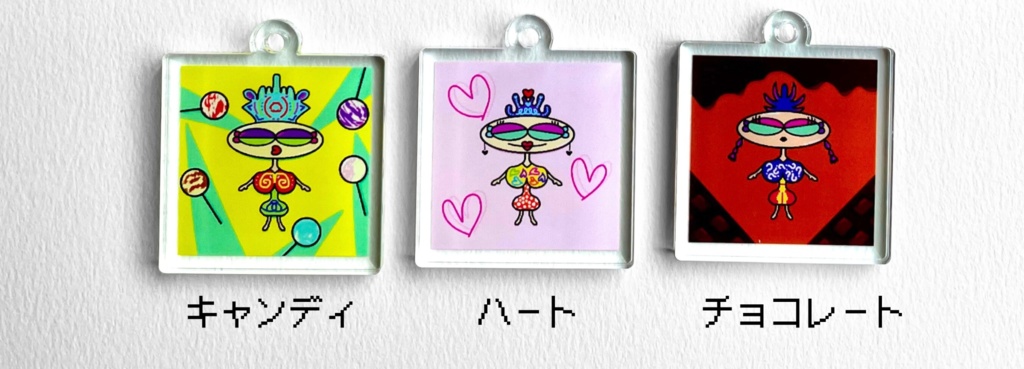 カラフルポップなオリジナルキャラ♡小ぶりのアクリルキーホルダー or アンブレラマーカー