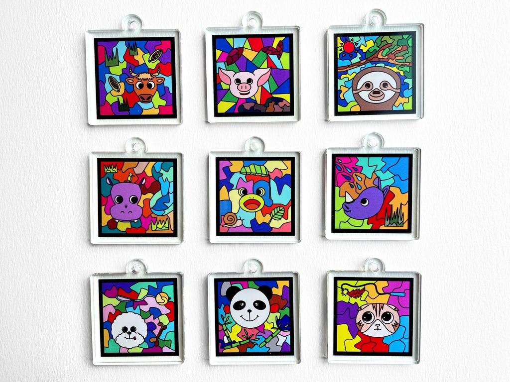 まるでステンドグラスのようなアニマルパズル【C】♡小ぶりのアクリルキーホルダー or アンブレラマーカー