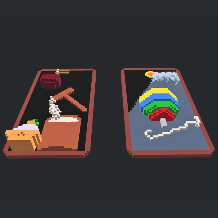 【3Dボクセル・glbデータ】ドリームレリーフ:お正月